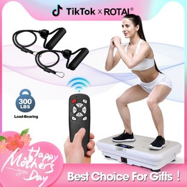 ROTAI Whole Body  Vibrating Fitness Platform . Lymphatic Drainage, Whole Body portable Exercise equipment ,Low Noise,Maximum Weight 300lb Vibration Shake Plate as a Mother's Day Gift - Color: pink