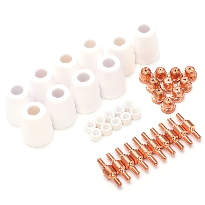 40Pcs Plasma Cutter Consumables Cutting Extended Electrode Electric Nozzle Ceramic