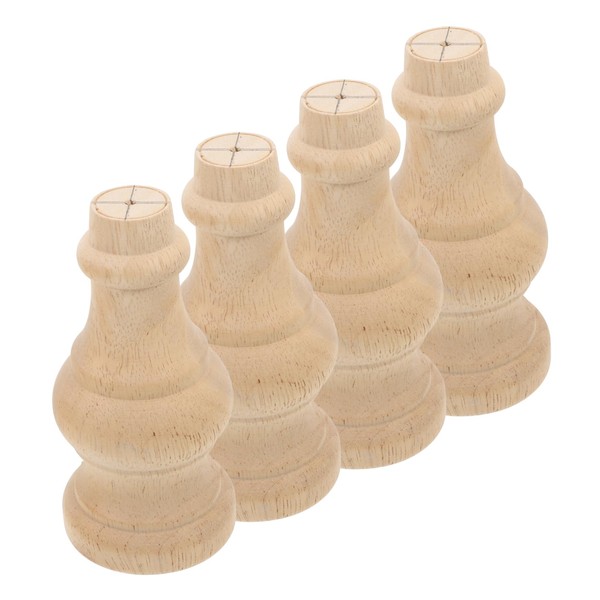 LALAFINA 4pcs Wooden Furniture Legs Replacement Unfinished Solid Wood Bun