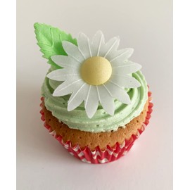Holly Cupcakes 12 Gorgeous White Edible Wafer Daisies & 12 Pretty Leaves