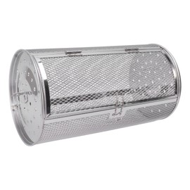 Rolling Grilling Basket, Stainless Steel BBQ Grill Mesh Cylinder Grill Basket Portable Grill Basket Rotisserie Grill for Cooking Veggies Chicken Wings Shrimps (D)