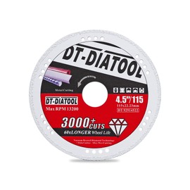 DT-DIATOOL Diamond Metal Cutting Disc 4.5 Inch / 115 x 22.23mm Cut-Off Wheel for Steel Tube Iron Rebar