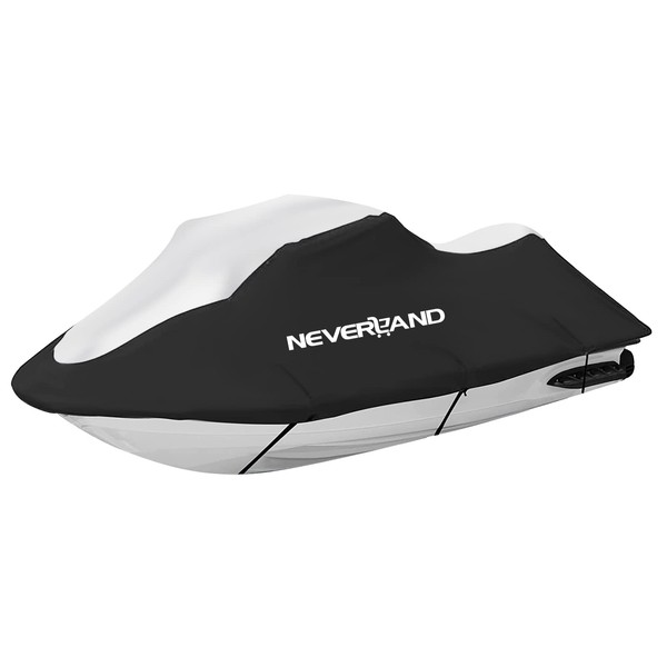 NEVERLAND Jet Ski Cover 3 Seats Heavy Duty Waterproof 210D with 2 Air Vent Marine Grade UV Resistant Compatible with Yamaha Sea-Doo Kawasaki Lengths 115'' to 120"
