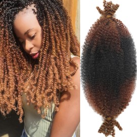 8 Packs Springy Afro Twist Hair 16 inch Pre-Separated Kinky Marley Twist Braiding Hair Crochet for Distressed Faux Locs Spring Twist Hair Extensions
