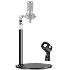 Etour Microphone Desk Mount Stand [Anti-vibration]Heavy Base Height Adjustable with Mic Clip 5/8 Screw Compatible with Audio-Technica AT2020 ATR2100x-USB and Samson Q2U