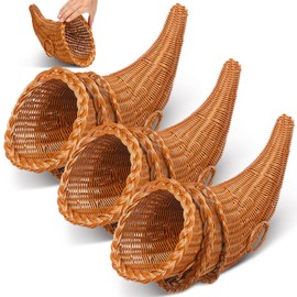 Dandat 9 Pcs Fall Cornucopia Basket 13.78 Inch Thanksgiving Horn of Plenty Autumn Table Decoration Harvest Cornucopia for Thanksgiving Table Centerpieces Fall Party Decorations