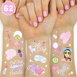 xo, Fetti Tatuajes Temporales Para Fiestas De Spa Para Niñas - 62 Estilos | Suministros De Cumpleaños Para Fiesta De Pijama, Favores De Bolsa De Regalos Para El Cuidado Personal, Decora