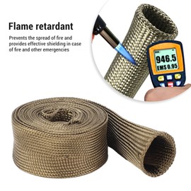 Oreilet Manga de Protección Térmica Manguera, 9.8 Pies Fibra Basalto Tubo Escape Ignífugo Rollo Envoltura Aislamiento Resistente Al Calor Cubierta Protectora Envoltura Manguera Funda Cable