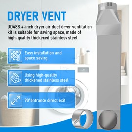 OCZWV OEM durable UD48S 4" Dryer Vent for Whirlpool and all 4in Vent Venting Duct,90 Inlet Straight Outlet 26in To 43 in Adjustable length dryer vent, dryer telescoping vent kit dryer duct connector