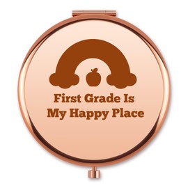 Appreciation First Grade Teacher Thank You Compact Mirror Gift for Women First Day of School Kindergarten Preschool 1st Grade Double Sided Folding Mirror Gift for Teacher from Student