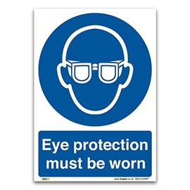 Eye Protection Must Be Worn Sign - A4 1mm Rigid Plastic - Mandatory Safety Clothing PPE - Ensure Workplace Safety Compliance with EU and UK Legislation