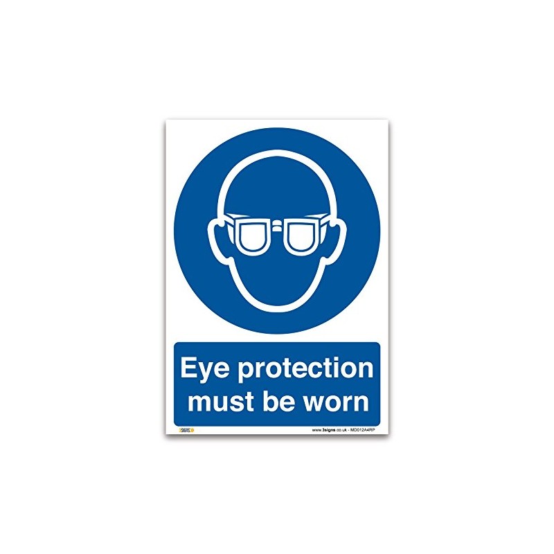 Eye Protection Must Be Worn Sign - A4 1mm Rigid