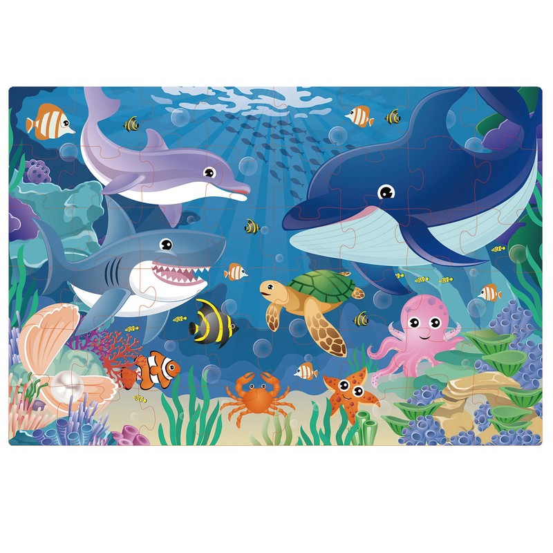 ZazzyKid Underwater 48-Piece Puzzle for Ages 3-5: Educational Underwater Jigsaw