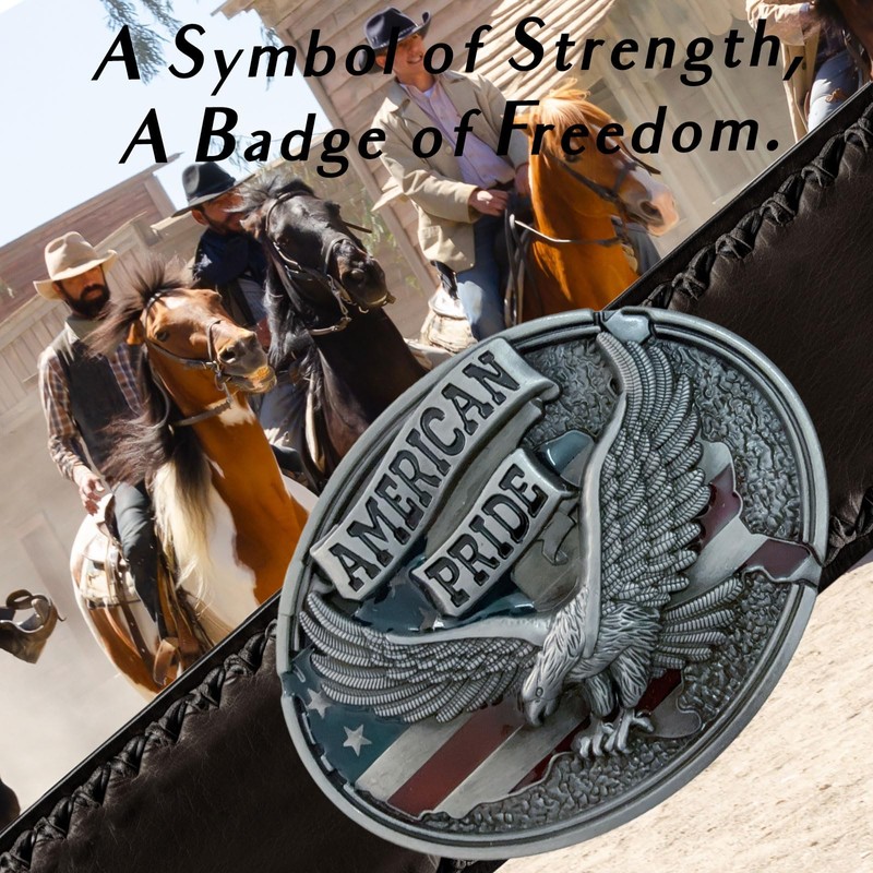 LKKLUYIC American Pride Eagle Belt Buckle, Patriotic Flag Design, Western