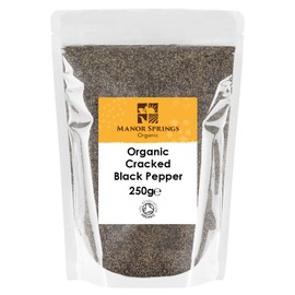 Organic Cracked Black Pepper (Coarse Ground) 250g by Manor Springs Organic