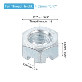sourcing map 5/16-18 UNC Hexagon Slotted Nut, Grade 6.8 Zinc-Plated Carbon Steel Hex Nuts Good for Machinery Repairing, Silver, 12Pcs