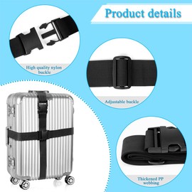 2Pcs Luggage Straps for Suitcase Travel Accessories TSA Approved, 80In Long Belts to Keep Your Suitcase Secure, Adjustable Bag Strap with Quick-Release Buckle for Travel Bag Closure, Black