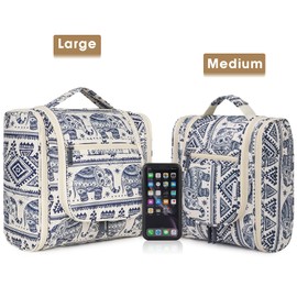 Narwey Hanging Toiletry Bag for Women Travel Makeup Bag Organizer Toiletries Bag for Cosmetics Essentials Accessories (Large, Elephant)