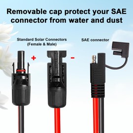 SAE Extension Cable 20FT 10AWG Quick Disconnect Wire SAE Connector Battery Charger Solar Panel Extension Cable with SAE Polarity Reverse Adapter for Trolling Motor Automotive RV Tractor