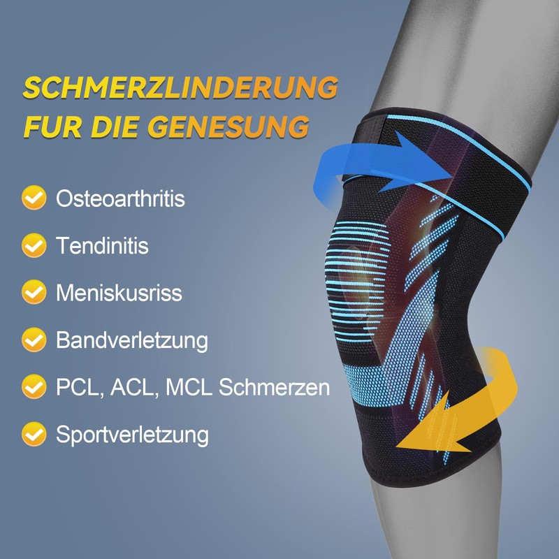 1 x Compression Knee Bandage with Adjustable Velcro Bandage for