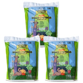 Wiggle Worm 100% Pure Organic Worm Castings Fertilizer, 4.5-Pounds (3 Pack) - Improves Soil Fertility and Aeration for Houseplants, Vegetables, Gardens, and More – OMRI-Listed and Mineral-Dense