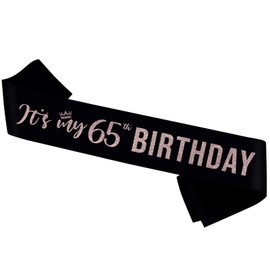 It's My Birthday Sash, Glitter Birthday Decor, Happy 65th Party Gifts for Girls