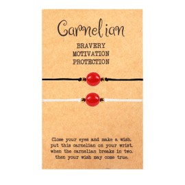 2PCS Carnelian Bracelet Red Carnelian Crystal Stone Bracelet Adjustable Healing Crystals Bracelet for Women… (Carnelian Bracelet)