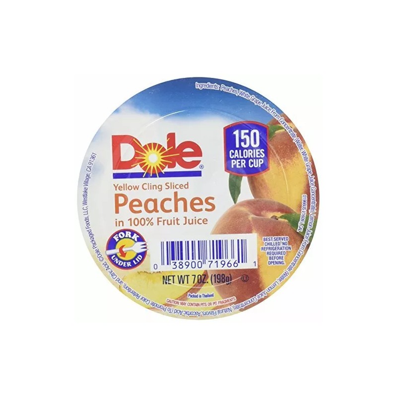 Dole Sliced Peach in 100% Juice, 7-Ounce Cups [Pack of
