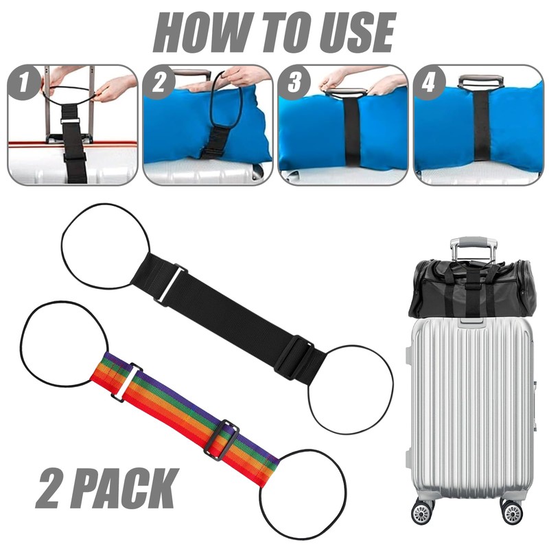 elook Luggage Straps, 2PCS Suitcase Straps, Adjustable Luggage Straps for
