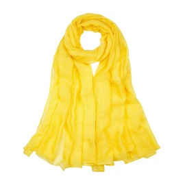 QIUTIMIY Cotton Scarf for Women Fashion Solid Color Hijab Scarves Lightweight Shawl Summer Fall Winter African Hair Wraps(Scarf Yellow)