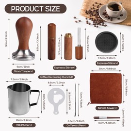 Qivine 23 PCS Espresso Tamper Set, Espresso Accessories Kit 51mm Espresso Tamper WDT Tool, Coffee Stirrer, Frothing Pitcher, Tamper Mat, Latte Art Pen, Barista Towel, Espresso Espresso Tools Set