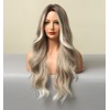 VEBONNY Ash Brown Wig, Brown Ombre, White Blonde Wigs with