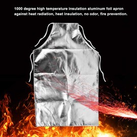 Nikou Heat Resistant Apron - 1000 Degree Heat Resistant Aluminum Foil Apron High Temperature Working Apron