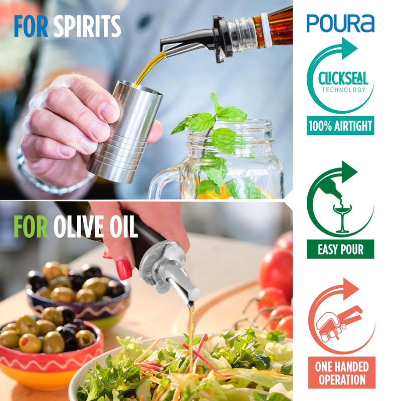 3-in-1 Liquor Pour Spout | Olive Oil Spout with Built-in