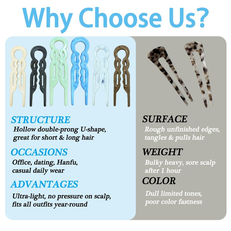 French U-Shaped Hair Pins - Double-Layer Wavy Lock Hair Clips(6pcs)