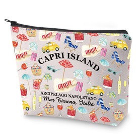 BLUPARK Italian Coast Cosmetic Bag Italy Travel Gift Capri Island Makeup Bag Souvenirs Gift (Capri Island)
