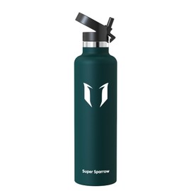 Super Sparrow Water Bottle Stainless Steel 18/8 - Metal Water Bottle - 1L - Vacuum Insulated Water Bottles - Water Bottle with Straw Lid - Sports Bottle Flask for Gym, Travel, Sports