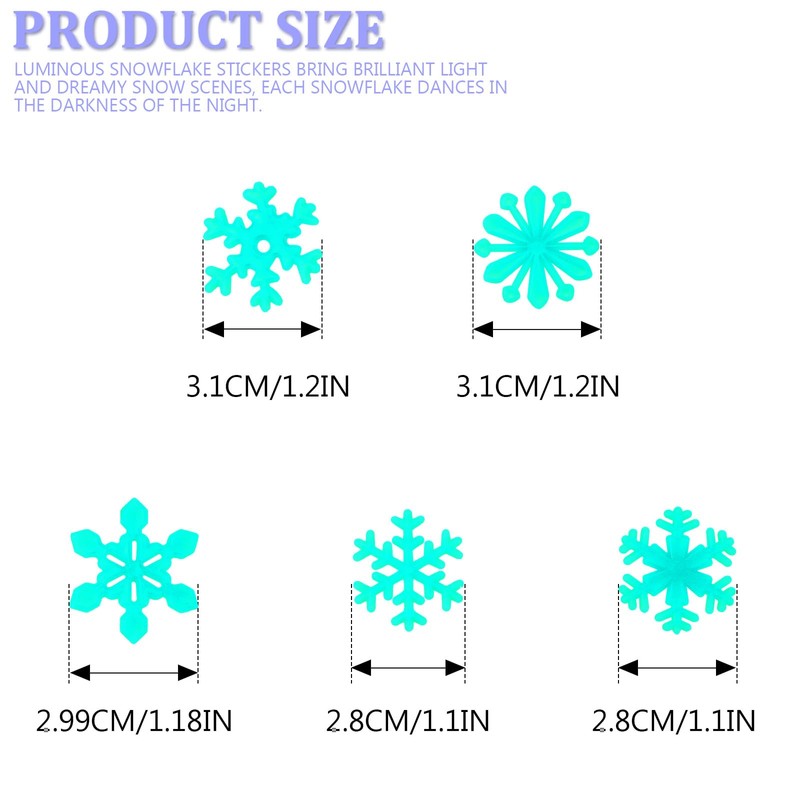 Glow in the Dark Snowflakes Wall Sticker Fluorescence 3D Snowflake