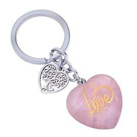 Nupuyai Carved Love Heart Stone Keychain Key Ring Tree Symbol Charms for Decor