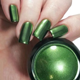 1 Box Mirror Nail Art Glitter Powder Holographic Metallic Gold Sliver Dust Sequins UV Gel Nail Chrome Pigment Decoration (Green)