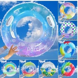 Summer Stripe Inflatable Swimming Ring Toy Outdoor Pool Water Play lf1107 One Size/680 (230g) 5ea