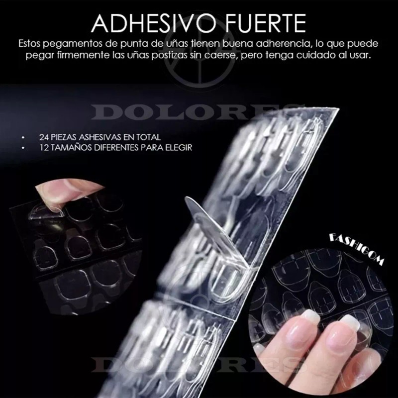 Dolores Kit Uñas Postiza Y Pegamento Larga Con Diseño Press