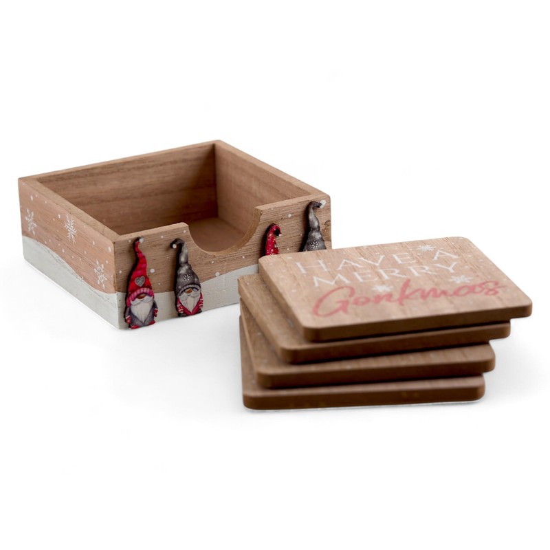 SiL Interiors Have a Merry Gonkmas Wooden Coaster Set -