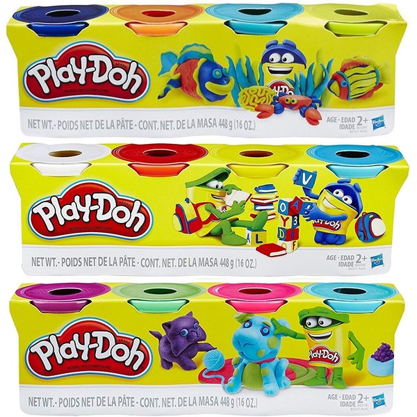 Play-Doh HASB5517BAMZ 4-Pack of Colors Gift Set Bundle (12 Cans-48 Oz)
