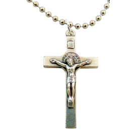 Catholic Jesus Christ on Crucifix St Benedict Cross Travel Protection Auto Rearview Mirror Ornament