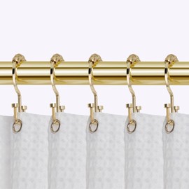 Utopia Alley HK1GD Deco Flat Double Roller Shower Curtain Hooks; Gold - Set of 12
