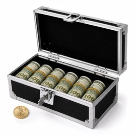 Large Size Lockable Cash Box, Alum Alloy, 1-Row Tray, for Cash&Daily Items