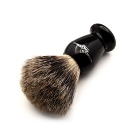 Edwin Jagger Classic Badger Shaving Brush with Stand for Shaving Cream or Soap for Men (Imitation Ebony)