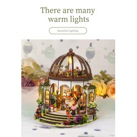 DIY Miniature House Kit,Mini Green Garden House Building kit with Furnitures & LED,Tiny House Toy for Adults Teens Hobby,3D Wooden Room Arts Crafts,Christmas Decor Birthday Gifts for Family Friends