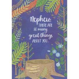 Designer Greetings Tree Stump with Gold Foil Rings: So Many Great Things Easter Card for Nephew